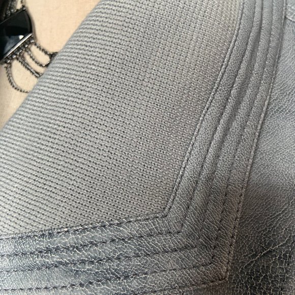 Zip Front Faux-Leather Ribbed Jacket - Picture 3 of 7